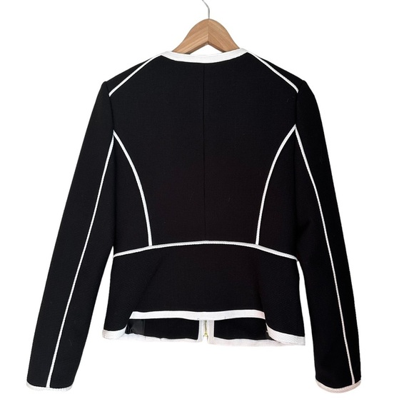 Calvin Klein Women's Front Zip Black & White Color Block Business Jacket‎ Size 4 - Picture 14 of 15